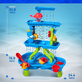 YCFUN Water Table, 4-Tier Outdoor Toys Sand and Water Table with Beach Toy for Toddlers Boys Girls
